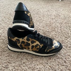 Leopard Print Leather Coach Tennis Shoe
